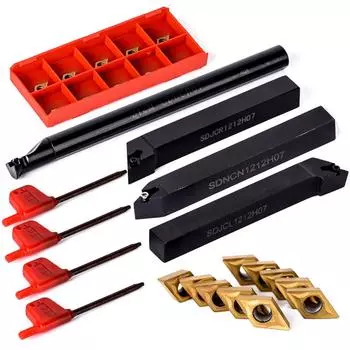 zmart DCMT070204 10 шт. твердосплавные пластины 4 шт. 12 мм держатель расточного инструмента 4 шт. гаечный ключ для токарного инструмента + +