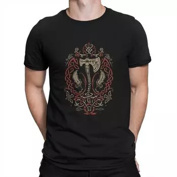 Значок Рагнарока с Кратосом и Атреем Повседневная футболка God Of War Кратос Печать Топы Повседневная футболка Мужская футболка Уникальный подарок Одежда S