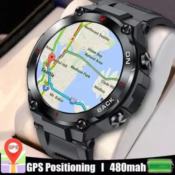 Zodvboz GPS Смарт-часы для мужчин 2022 Новые спортивные часы на открытом воздухе Водонепроницаемые фитнес-часы 24 часа Мониторинг сердечного ритма кислорода в крови Смарт-часы Silica gel чёрный