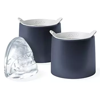 ZOKU Set of 2 Silicone Ice Molds, Shark - Large Shark Ice Cube Molds for Craft Cocktails, Keep Drinks Colder Longer with Less Dilution, Easy-Release,