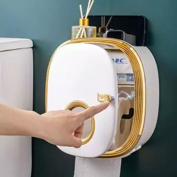 Золотая полка для хранения ванной комнаты, настенный держатель для туалетной бумаги без перфорации, водонепроницаемая полка для хранения бумажных полотенец в ванной комнате BGrey