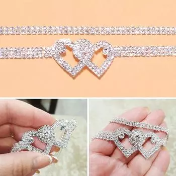 Золотое серебро Bling Двойное сердце Браслет на ногу Цепочка на ногу Ювелирный браслет на ногу