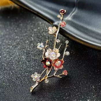 Золотой винтажный элегантный цветочный корсаж, универсальная модная брошь из сплава с бриллиантами, женская одежда и аксессуары