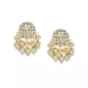 Золотые серьги с подвесками из свадебной коллекции Kundan & Pearls для женщин золотой