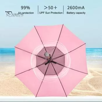 Зонт 3 в 1 с вентилятором Mister USB, заряжаемый от УФ-излучения, портативный водонепроницаемый ветрозащитный летний зонт от солнца и дождя розовый