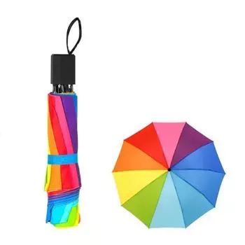 Зонт Rainbow, тройной зонт с длинной ручкой, автоматический ветрозащитный складной прямой зонт