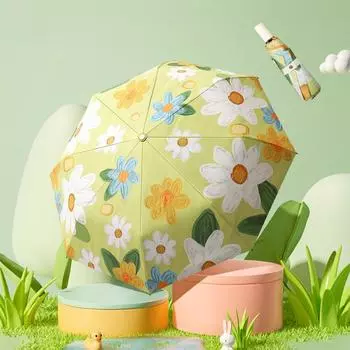 Зонт-зонтик Flora для женщин, модный складной зонт, ветрозащитный, прочный, двухслойный, с цветком, солнцезащитный зонт для девочек, защита от ультрафиолета светло-зеленый