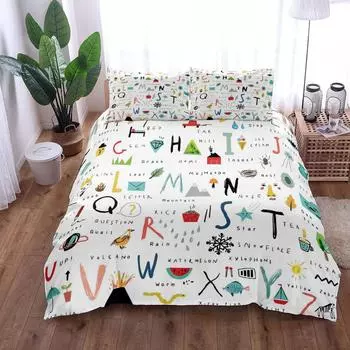 Zoo ABC пододеяльник комплект King Queen Full Twin Double Single Size комплект постельного белья EU single(135x200cm)