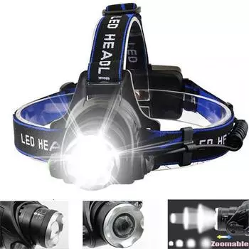 Zooming 8000 Lumen T6 R5 LED Headlight Fishing Headlight 4 Modes Zoomable Lamp Waterproof Head Torch Flashlight NO Battery чёрный