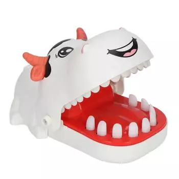Зубная игрушка в форме коровы, нажимай на зубы, трюк, интерактивная игрушка для укуса, для детской вечеринки, белая