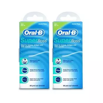 Зубная нить Oral-B Superfloss со вкусом мяты, 1 набор, 2 шт.