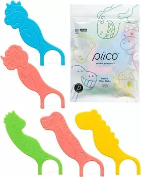 Зубная нить Piico без запаха для детей, двойная линия, веселый уход за полостью рта с красочным дизайном зубной нити, детская нить для профилактики кариеса и заболеваний десен