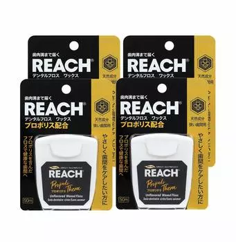 Зубная нить Reach Propolitera, набор из 4 нитей с прополисом для здоровья межзубных промежутков