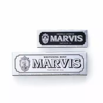 Зубная паста MARVIS White Mint Licorice Mint Value Set с освежающим мятным вкусом и горьким мятным вкусом для ухода за полостью рта. Сделано в Италии. белый