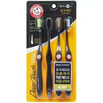 Зубная щетка Arm & Hammer Deep Touch с пищевой содовой щетиной, набор из 4 предметов, 4 шт., 1 шт. Корейская зубная щетка, здоровье зубов