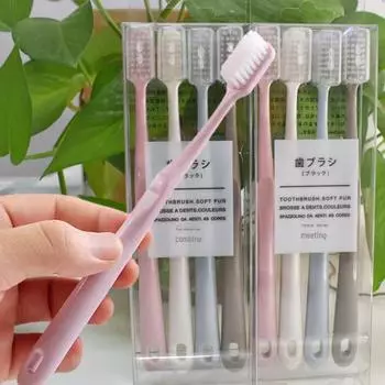Зубная щетка в японском стиле MUJI Bamboo Charcoal Soft Bristle, 4 шт. в упаковке Pack of 4