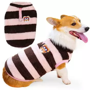 ZUNEA Dog Sweater Small Medium Border Pattern Fleece Coat with Cold Protection Corgi Pet Dog Dachshund Dog Easy to Going Wine S Clothes, Autumn/Winter