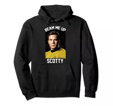 Звездный путь Оригинальный сериал Кирк Beam Me Up Hoodie Hoodie чёрный