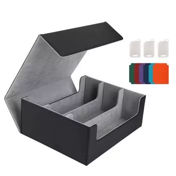 ZWSJLC Deck Large PU Leather Trading Card Storage Card Совместимо с хранением различных карт Чехол, Емкость, Хранение, Чехол, Чехол, (Серый, 2400+)