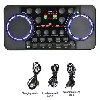 Звуковая карта V300 Pro, Bluetooth-совместимый аудиоинтерфейс, микшер, DJ-консоль с цифровыми эффектами и шумоподавлением, USB-запись для пения 1pcs
