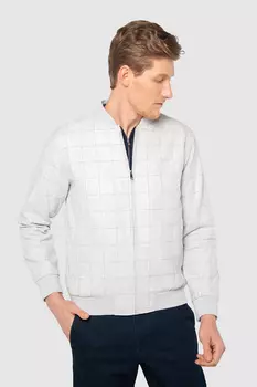 Бомбер из хлопка и льна в клетку