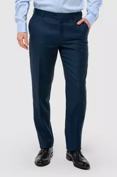 Брюки классические темно-синие из шерсти, устойчивой к сминанию