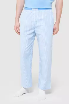 Брюки пижамные голубые в белую полоску