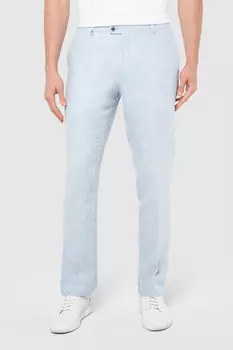 Брюки прямые светло-голубые изо льна