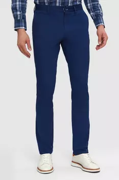 Брюки регулар фит темно-синие из хлопка
