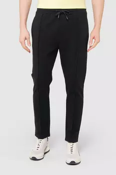 Брюки спортивные черные со стрелками из хлопка на шнуровке