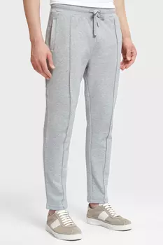 Брюки спортивные серые со стрелками из хлопка на шнуровке