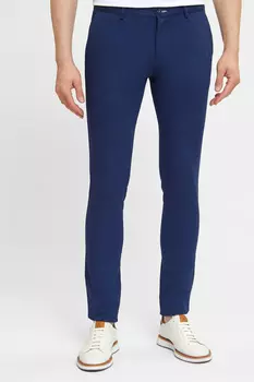 Брюки темно-синие с вытачками из хлопка