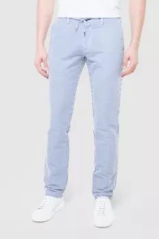 Брюки в бело-голубую полоску из хлопка