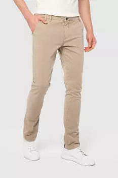 Брюки зауженные бежевые из хлопка