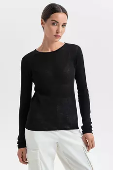 Джемпер из хлопка, шелка и льна