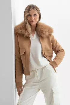 Куртка из шерсти и кашемира с натуральным мехом