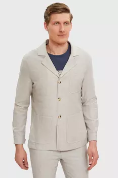 Пиджак полуприталенный из хлопка и льна