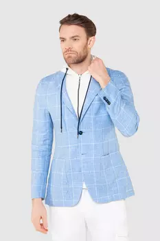 Пиджак приталенный изо льна со съемным капюшоном