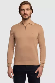 Поло из хлопка, шелка и льна