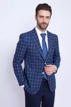 Полуприталенный пиджак из шерсти и льна KANZLER