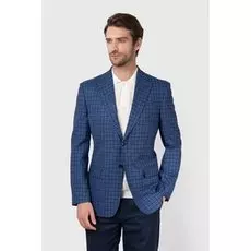 Полуприталенный пиджак из шерсти, льна и шёлка KANZLER