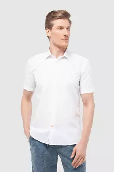 Рубашка из хлопка и льна с коротким рукавом