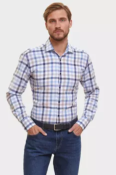 Рубашка из хлопка и шерсти в клетку