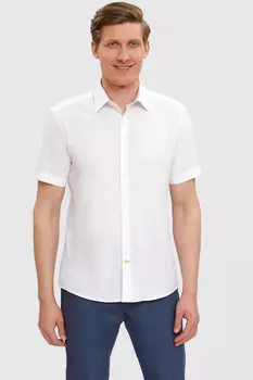 Рубашка полуприталенная из хлопка с коротким рукавом