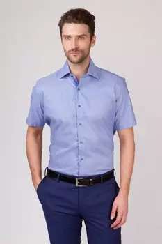 Рубашка приталенная из хлопка с коротким рукавом KANZLER