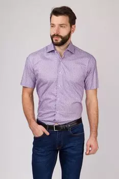 Рубашка приталенная из хлопка с коротким рукавом KANZLER