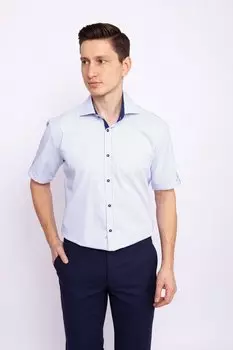 Рубашка приталенная из хлопка с коротким рукавом KANZLER