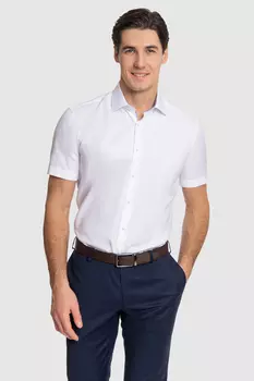 Рубашка приталенная из хлопка с коротким рукавом KANZLER