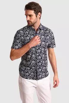 Рубашка приталенная из хлопка с коротким рукавом KANZLER