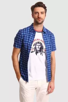 Рубашка приталенная из хлопка с коротким рукавом KANZLER